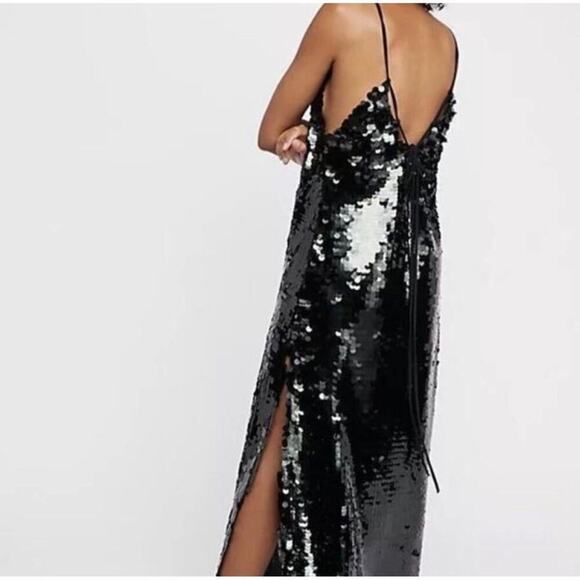 Free People Black Paillette Intimately Sequin Dress Small Petite - Picture 2 of 5